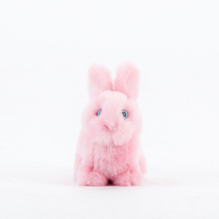 Vue de face lapin Léon rose, La Pelucherie fabrication française