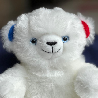 Zoom face, ourson blanc, marque française, La Pelucherie