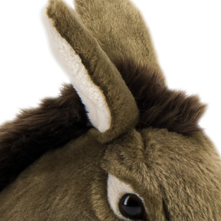 Détails oreilles Ane Gaston, peluche réaliste, La Pelucherie