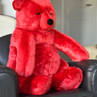 Ours Jules rouge, fabrication artisanale, La Pelucherie