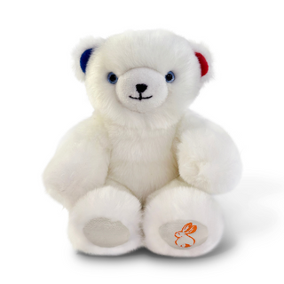 Peluche ours bleu, blanc, rouge, La Pelucherie
