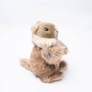 Peluche marmotte toute douce, vue de profil, luxe, boutique France, La Pelucherie
