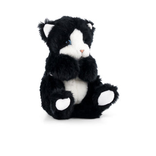 Gustave le chat, peluche cousue main, vue de 3/4, La Pelucherie