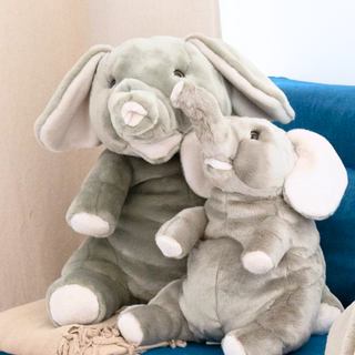 Binôme d'éléphants gris, peluche animaux de la savane, luxe, magasin peluche, La Pelucherie