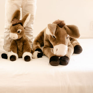Famille peluche âne La Pelucherie, jouet pour enfant fabrication artisanale