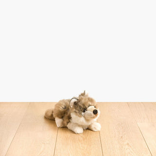 Animal de la forêt en peluche, loup gris, lavable en machine, marque française, La Pelucherie