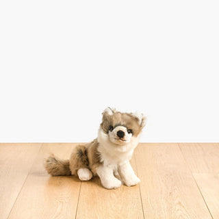 Peluche loup mignonne, vue de face, réaliste, made in Italy, La Pelucherie
