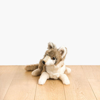 Peluche pour enfant, loup allongé, garantie à vie, fabriqué en Italie, La Pelucherie
