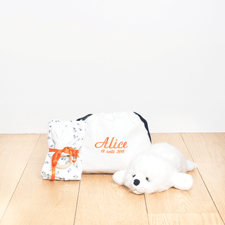Box naissance (lange; body 3 mois; hochet lapin)