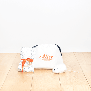 Box naissance (lange; body 3 mois; hochet lapin)