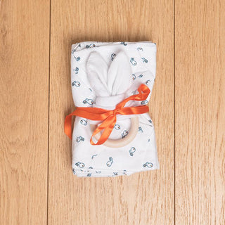 Box naissance (lange; body 3 mois; hochet lapin)