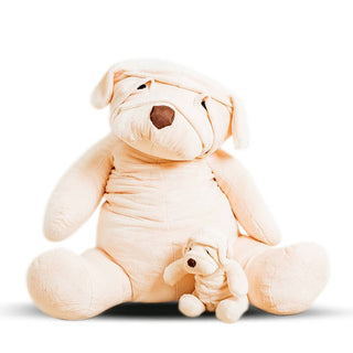 Ma peluche chien Albert beige effet velours pour enfant, La Pelucherie