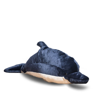 Peluche Dauphin géante, bleu marine, garantie à vie, made in Italy, La Pelucherie