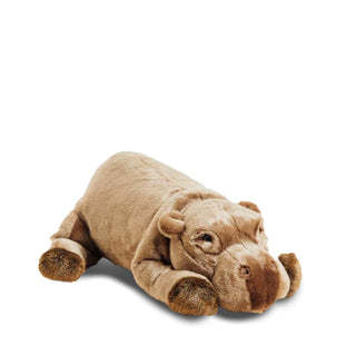 Peluche hippopotame allongé, luxe, cousue main, La Pelucherie