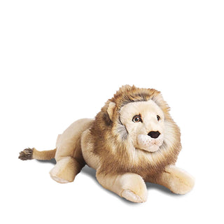 Peluche animal lion, vue de face, réaliste, marque française, La Pelucherie