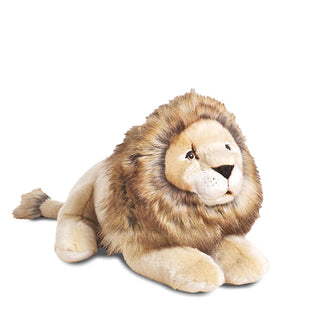 Peluche animal grand lion, vue de face, cousu main, marque française, La Pelucherie