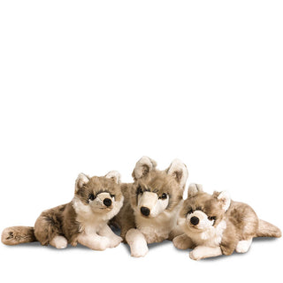 Petite famille, loups gris en peluche, garantie à vie, made in Italy, La Pelucherie