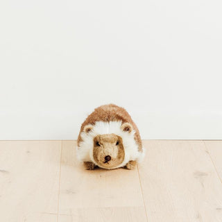 Petite peluche, marron et blanche, vue de face, réaliste, made in Italy, La Pelucherie