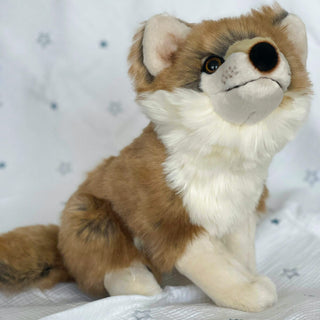 Loup en peluche tout doux, assis, luxe, marque française, La Pelucherie