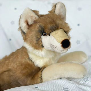 Loup en peluche, vue de profil, lavable en machine, made in Italy, La Pelucherie