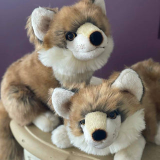 Duo de loups en peluche, décoration de chambre, haut de gamme, magasin peluche, La Pelucherie