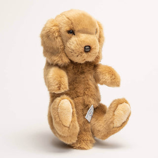 Peluche chien marron, debout, vue de face, lavable en machine, marque française, La Pelucherie