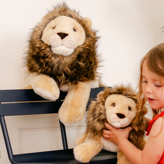 Famille de peluche lion avec enfant, animaux en peluche, haut de gamme, fabriqué en Italie, La Pelucherie