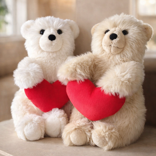 Ours tout doux couleur crème et miel collection big love, gros coeur