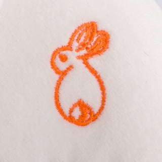 Broderie sur peluche, lapin orange, garantie à vie, fabriqué en Italie, La Pelucherie