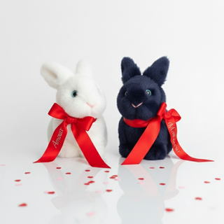 Belle peluche lapin duo amour avec ruban personnalisé pour couple 