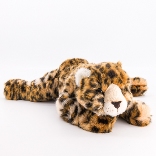 Petit félin sauvage en peluche, animal de la savane, vue de trois quarts, luxe, boutique France, La Pelucherie