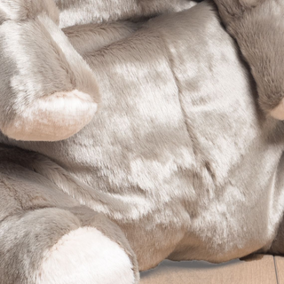 Peluche éléphant gris, tout doux, zoom sur les poils , haut de gamme, boutique France, La Pelucherie