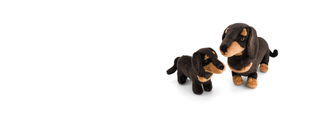 Peluche teckel Eugène en deux tailles, cousue main, idée cadeau chien pour enfant ou fan d’animaux, lavable en machine, marque française, La Pelucherie