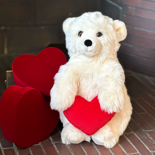 Ours blanc en peluche avec cœur rouge pour Saint-Valentin